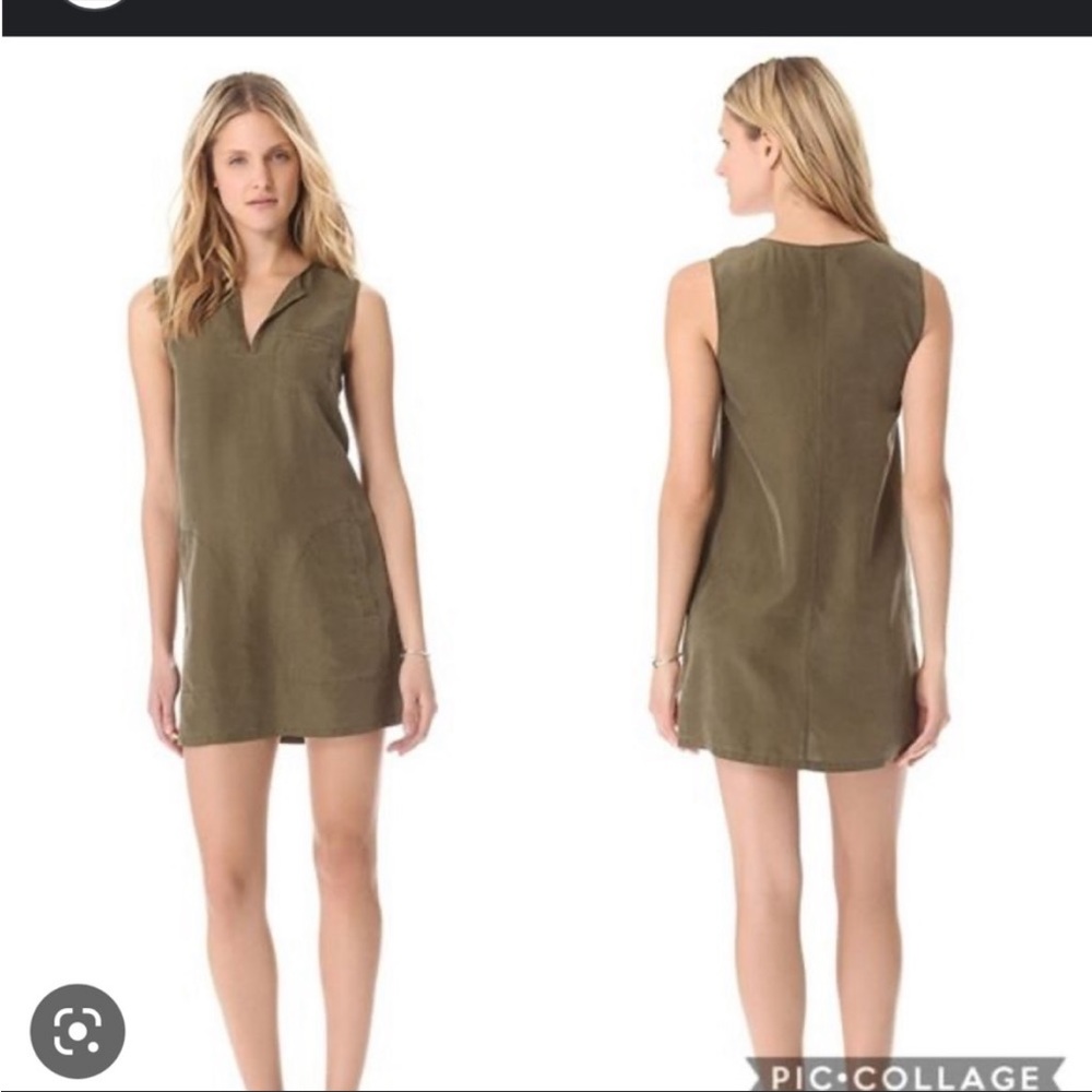 Theory Silk Olive Wandu Short Dress
